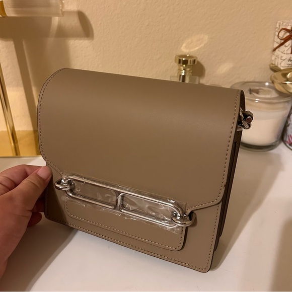 18cm Khaki Crossbody Small Leather Box Bag